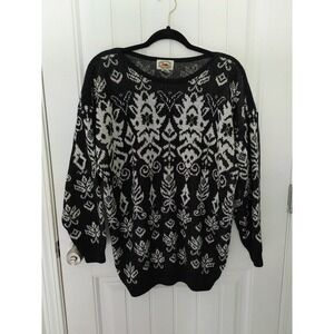 Vintage Fair Isle Womens Marsh Landing Winter cottage sweater sz Large festive